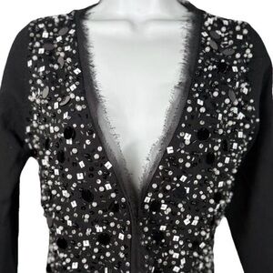 White House Black Market Black Sequin Cardigan